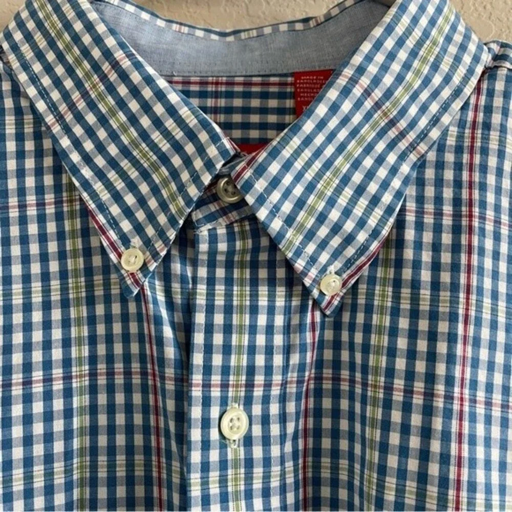 IZOD Long Sleeve Plaid Button Down Mens Shirt XL 100% Cotton - Picture 7 of 8